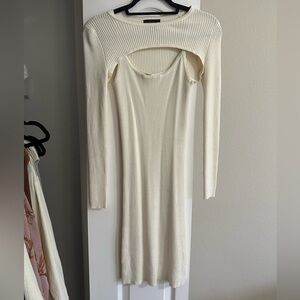 House of Harlow Cream Ribbed Dress